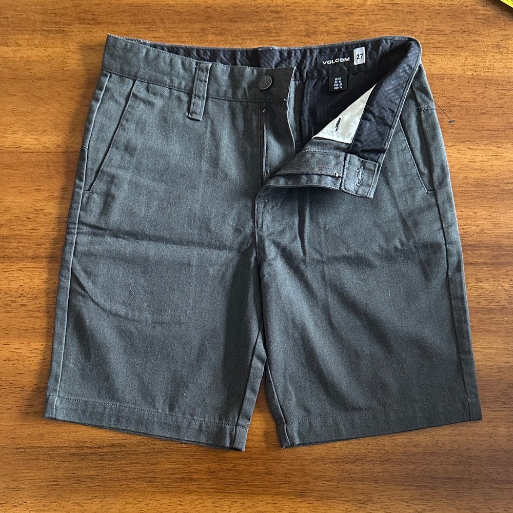 Volcom Men's Dark Charcoal Flat-Front Shorts